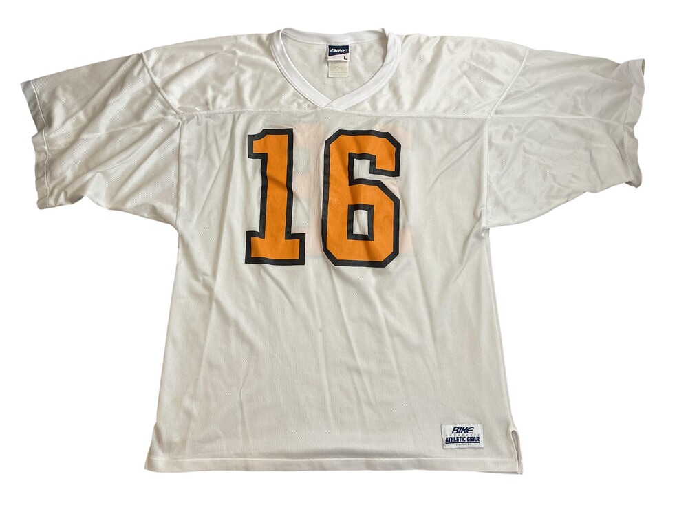 Bike Football Jersey Mens Large White 16 Mesh V-Neck Practice Shirt Athletic